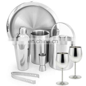 Stainless Steel Bar Set with Leatther