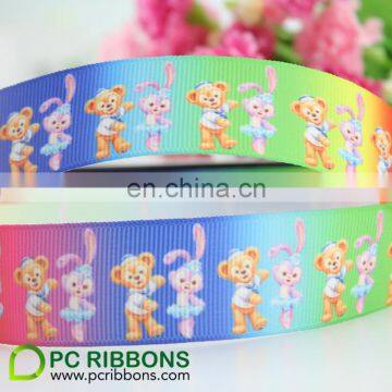 25mm rainbow print Japan cartoon grosgrain ribbons printed