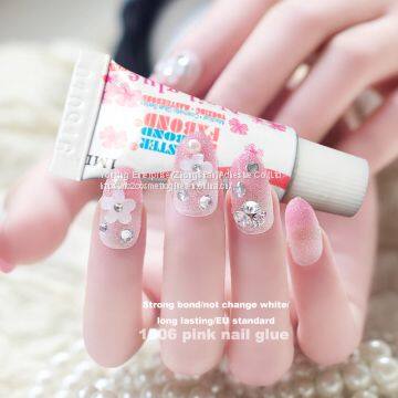 1g pink  Nail glue liquid cyanoacrylate nail art for fake nail