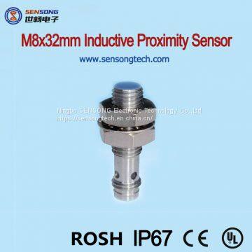 M8x32mm Length Stainless Steel Body Flush Cylinderial Inductive Proximity Sensors NPN PNP NO NC M8 Connector