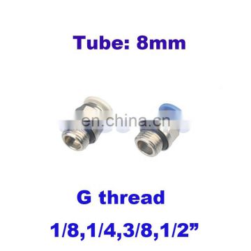 Copper nickel plating Pneumatic air straight fitting hose O.D 8mm G thread PC8-G01/02/03/04 1/8 1/4 3/8 1/2 One touch connector