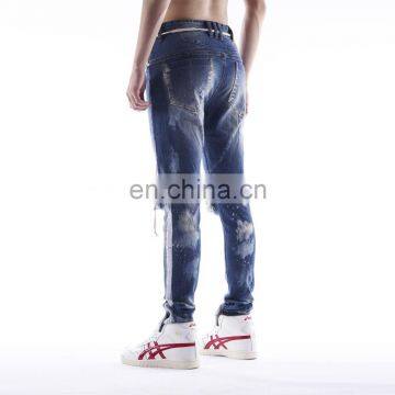 DiZNEW New Men Fashion Washed Broken Holes Blue Ripped Jeans photo-3