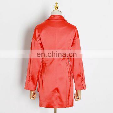 TWOTWINSTYLE Elegant Notched Collar Long Sleeve High Waist Asymmetrical Women Blazer photo-2