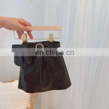 INFANT Toddler Baby Girl Skirts Leather pu Leather Black Pink Fall Kids Skirts Children Clothing Wholesale Boutiques Skirt photo-3