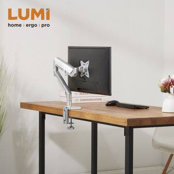 Single Aluminum Gas Spring Monitor Desk Mount