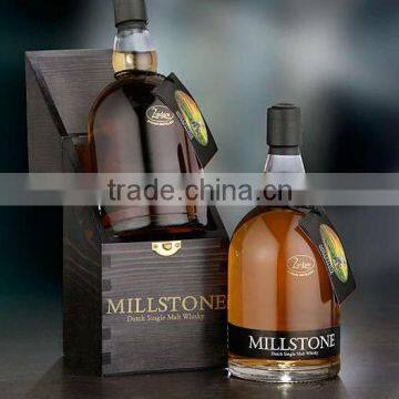 Custom logo and color rustic stain color wooden whisky bottle gift box accept OEM