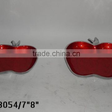 Enamel Finish Aluminum Fruit Bowl In Apple Design