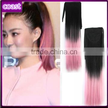 cheap synthetic two tone pink and black hair band ponytails                        
                                                Quality Choice