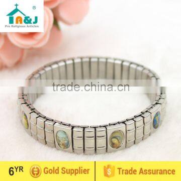 Religious elastic stainless steel bracelet