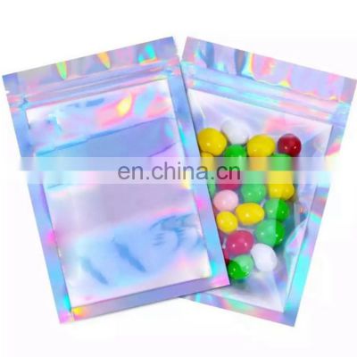 Color Stand Up Pouch Tow Sides Back zipper Foil Hologram Original Heat Transfer Holographic Laser Mylar Bags