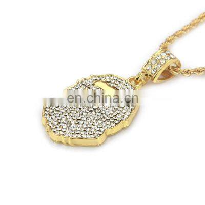 12mm Pink Cuban Chain Iced Out Rhinestone Zinc Alloy Rose Gold Plating Miami Cuban Link Chain Necklace Wholesale Jewelry