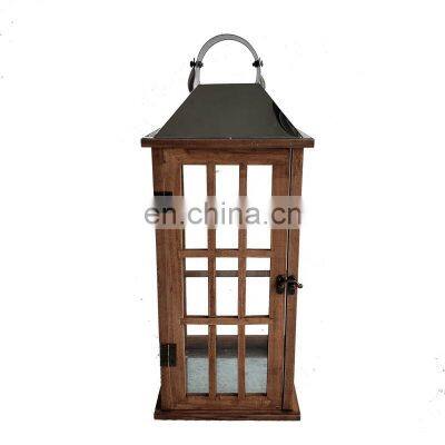 Outdoor Garden Brown Rustic Antique Vintage Handmade Decorative Wooden Candle Lantern