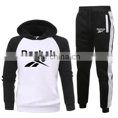 Wholesale men's new casual hooded sweater with color matching raglan sleeves hooded two-piece custom hoodie