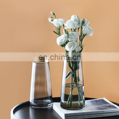 Unique design home decorative Small glass flower vase cheap clear glass crystal vases