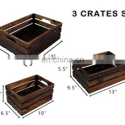 Rustic Finish Nesting Boxes Fruit Wooden Crates in Bulk Vintage Home Garden Stacking Wooden Rustic Custom Wood Crates photo-3
