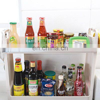 Exported Good Cheap Wheel Style Slide Out Removable Corner 2 Tier Bathroom Shelf Plastic Slim Storage Organizer Kitchen Racks