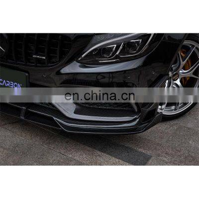 TAKD Brand Car Bumper Kit Real Carbon Fiber Front Bumper Lip For BENZ AMG C63 W205
