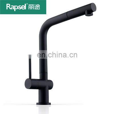 Hot sale single cold tap stainless steel  matte black pull down kitchen faucet