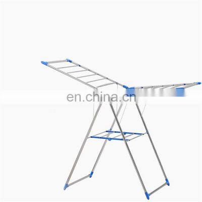 Stainless steel clothes rack floor folding household clothes rack in bedroom simple baby clothes rack