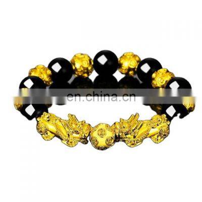 Lucky Wealthy Amulet Feng Shui Black Obsidian Wealth Bracelet