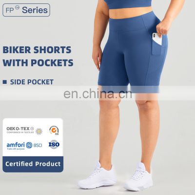 Tik Tok  Women Gym High Waist Side Pocket Biker Shorts Compression Plus Size Yoga legging