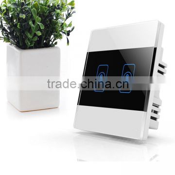 2 Gang Crystal Glass Panel White Touch Smart Home Switch