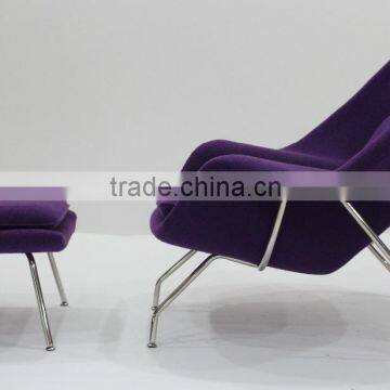 Replica Relaxing Fiberglass Materail Stainless Steel Frame Wool Fabric Womb Chair With Ottoman by Eero Saarinen photo-4
