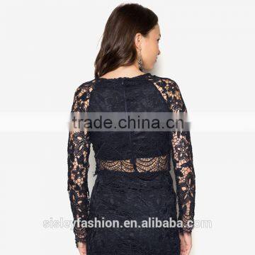 OEM Service Women Lace t Shirt With Wholesale Price China Supply Black t ShirtTS024 photo-3