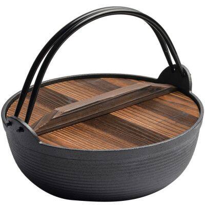 Japanese Style Single Serving Shabu Pot Pan Hot Pot Sukiyaki Pan Irori Nabe Pot With Wooden Lid and Cooking Stove