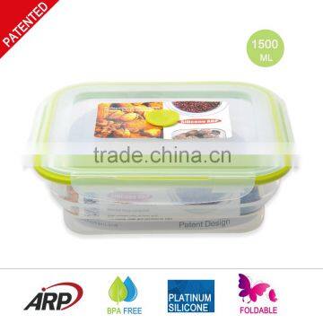 New products 2015 innovative product 1.5L/1500ml collapsible silicone food container with PP lid ,BPA Free                        
                                                Quality Choice