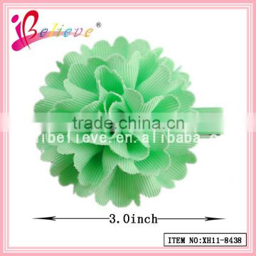 Fast delivery factory direct wholesale grosgrain flower hair clip green hair accessories (XH11-8438)