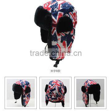 New United Kingdom Flag Printed Women Men Winter Hat And Caps With Earflap