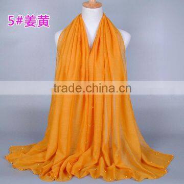 New Design Cotton Colorful Pearl Beads Muslim Hijab Shawl Quality Choice photo-2