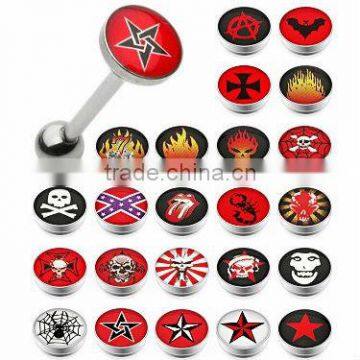 Stainless Steel Tongue Rings Barbells With Different Logo