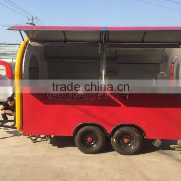 11*6.5white food cart trailer mobile food cart beach food truck hot dog Hamburg ice cream traction cart Mechanical brake configu