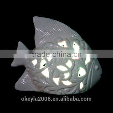 2016 latest ceramic christmas decorations ,fish like shape with LED lights