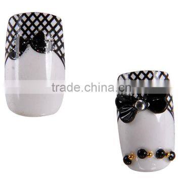 Black tie decorated 3D artificial nails