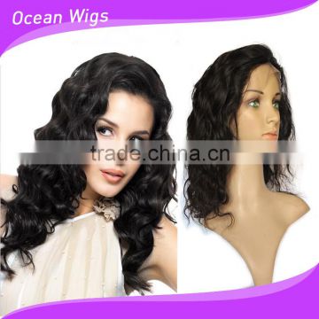 human hair lace wig, body wave, 20", natural color