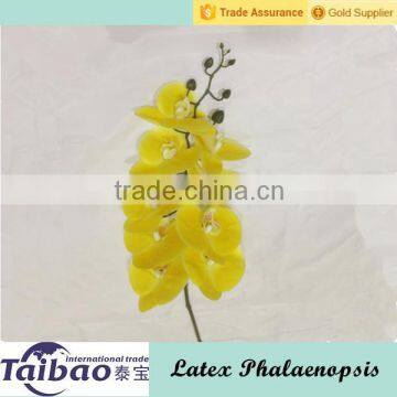 Real touch long stem home decoration latex yellow phalaenopsis orchid