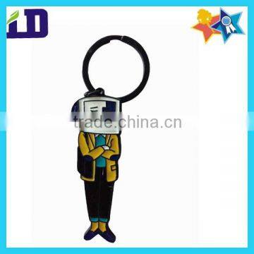 black color enamel customized cartoon keychain