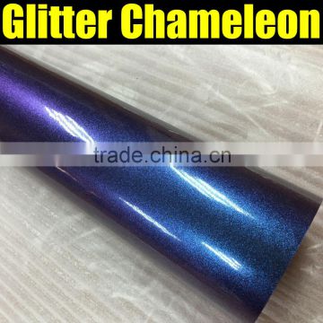 Hot sale Glitter pearl chameleon wrap film with air bubble free for car body decoration with size:1.52*20m