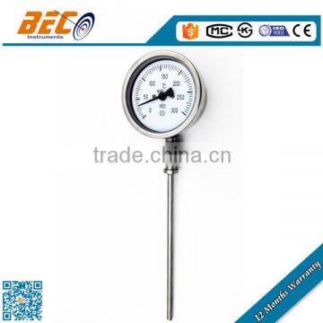 good quality bottom entry 0-300c bimetal thermometer