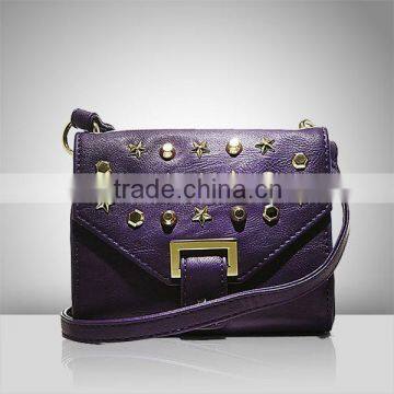 V438-purple punk style shoudler bag, high end authentic latest full studs design handbags