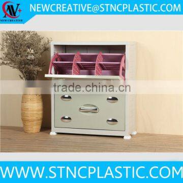 multi color 2 layer plastic shoe storage cabinet with handle