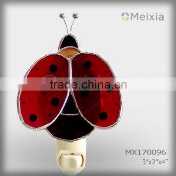 MX170096 tiffany style stained glass ladybug night light for wall home lighting wholesale