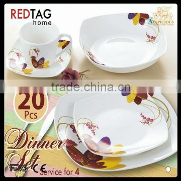 20pcs square new bone china dinner set