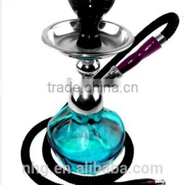 blue hand blown glass hookah