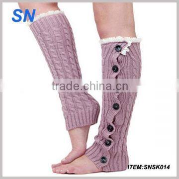 Beautiful Lace Knitted Boot Cuffs leg warmers with button