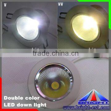 ww w COB downlight,CIR>80 10w dimmable double color LED down light