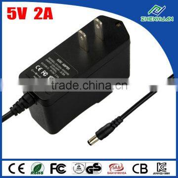 High quality CE saw-0502000 5V2A wall mount AC power adapter for led/lcd/cctv
